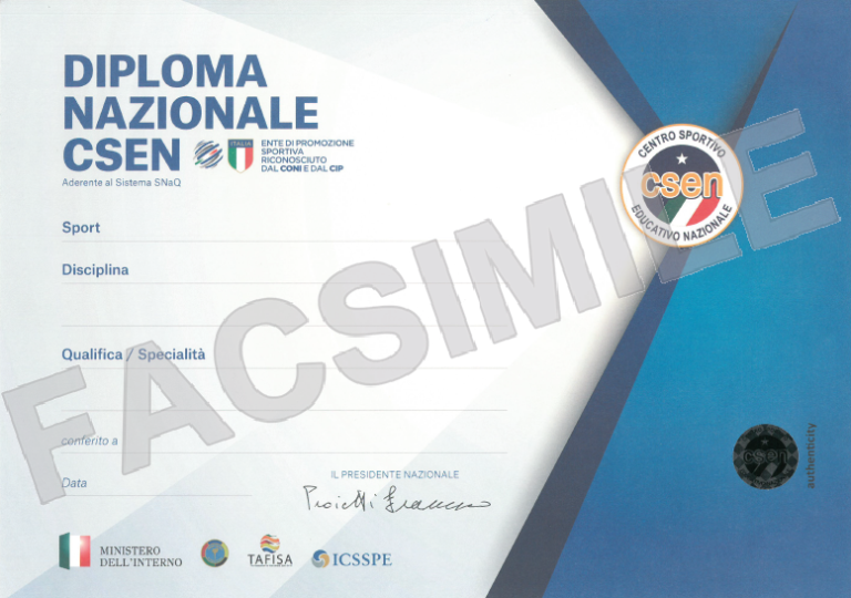 Come Diventare Insegnante Di Yoga In Italia: Requisiti Di Legge, Certificazioni Csen, Yoga Alliance E Fiscalità 2 Facsimile Diploma Csen